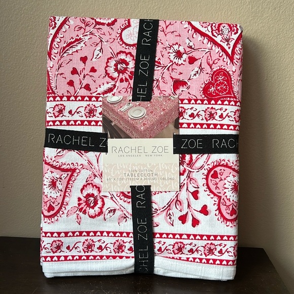 Rachel Zoe Other - Rachel Zoe Valentines Mothers Day Hearts Paisely Floral Tablecloth 60”x120”